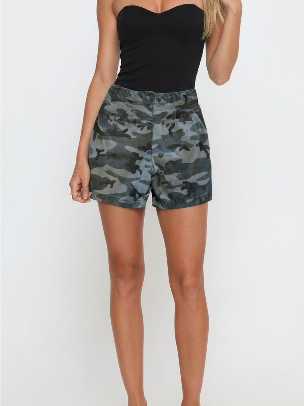 Camo Utility Women’s Shorts - Olive Green 97% cotton